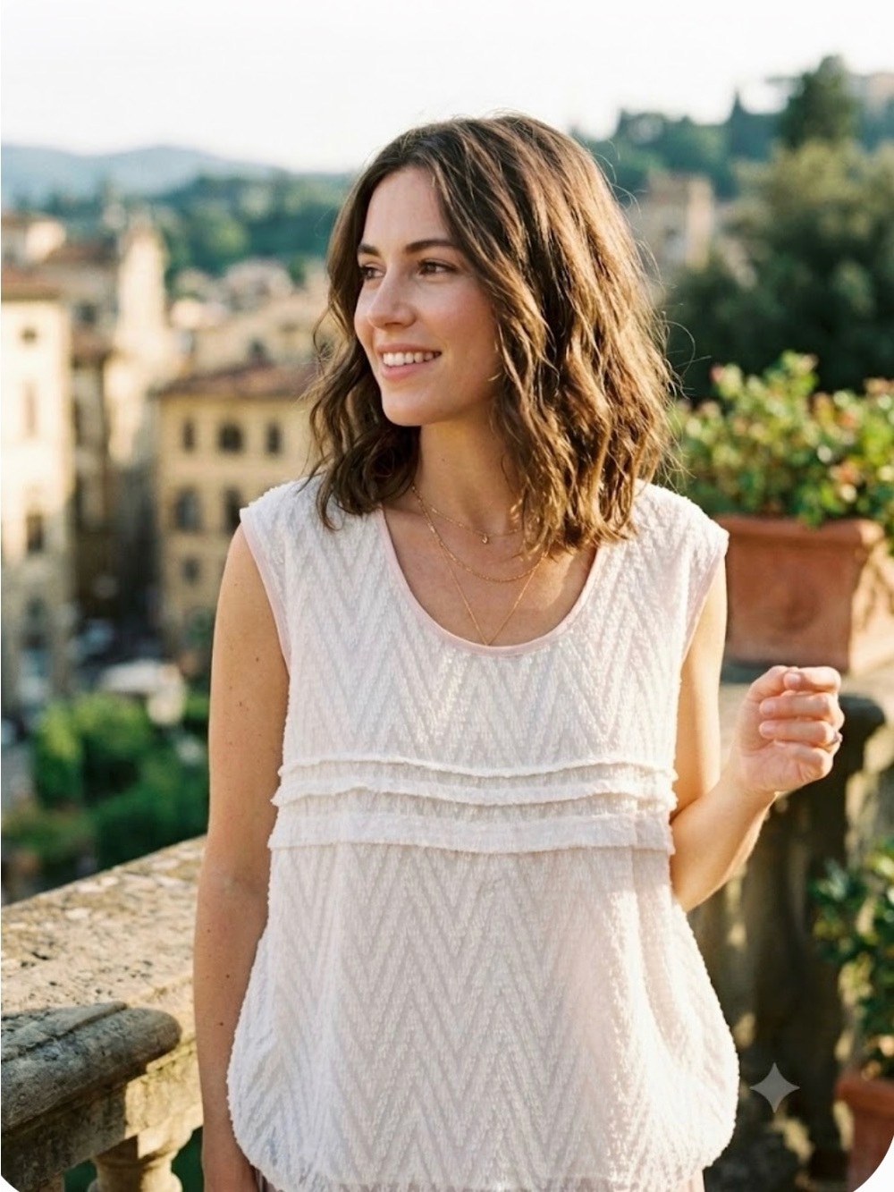 Maeve Anthropologie Chevron Tufted Clip Dot Sleeveless Blouse Top